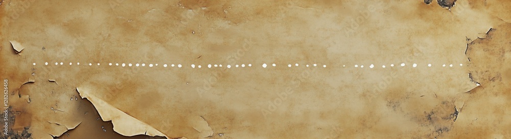 Poster ancient scroll: a weathered, textured parchment with torn edges and faded script, evoking a sense of