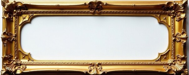 Antique gold picture frame, intricate design, isolated , refined, aged, stylish