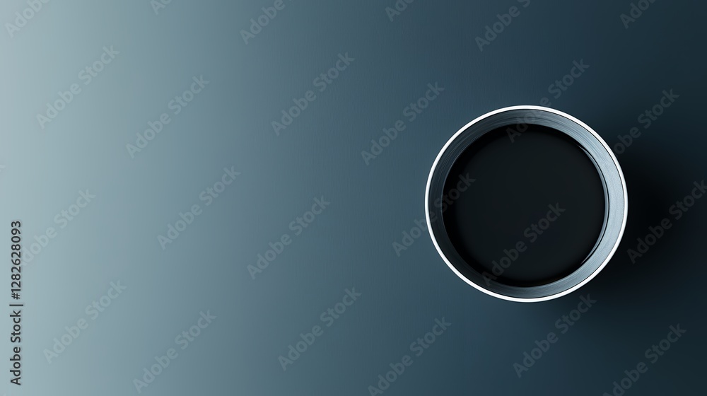 Poster dark circular object on gradient blue textured background