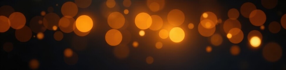 Abstract golden lights, blurred bokeh effect on black backdrop, aesthetic, photography