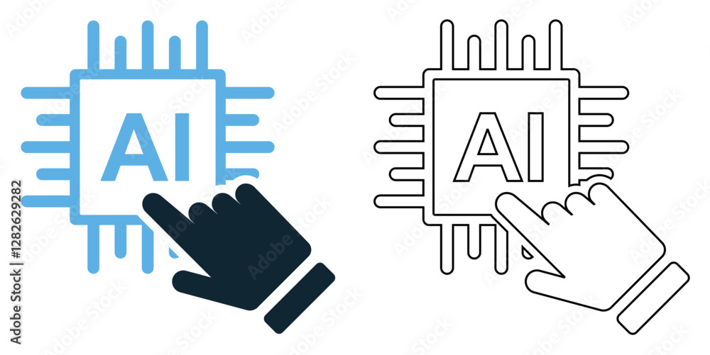 Poster digital ai icon vector with a sleek, futuristic, representing artificial intelligence, automation, a