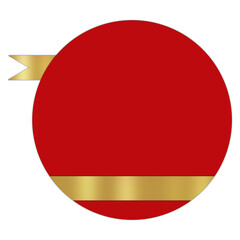 Red Circular Text Frame with Gold Ribbon. Elegant Badge Design, Isolated on White
