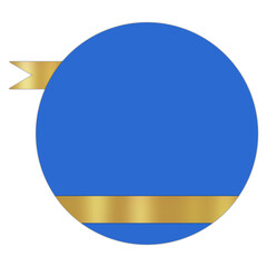 Obraz premium Blue Circular Text Frame with Gold Ribbon. Elegant Badge Design, Isolated on White