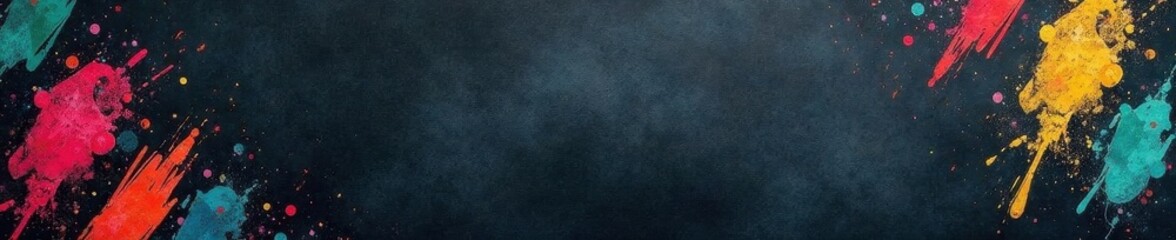 Black chalkboard with colorful chalk strokes, geometric shapes, texture, backdrop, abstract