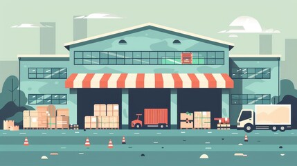 Modern Warehouse and Logistics Scene