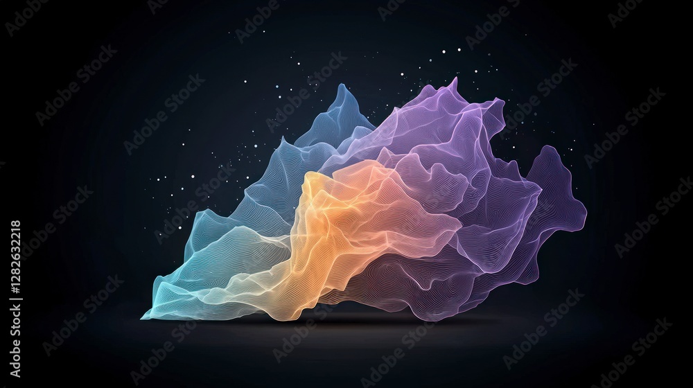 Poster abstract ai generated holographic neon waves gradient design dynamic visual ethereal ba