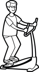 Person exercising on an elliptical machine modern vector icon, person exercising on an elliptical machine silhouette vector, person exercising on an elliptical machine line art vector illustration