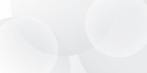 White geometric abstract background overlap layer on bright space with lines effect decoration. Modern graphic design element circles style concept for banner. vector ilustration