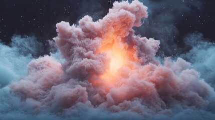 Dreamlike Celestial Nebula  Abstract Cosmic Smoke  Glowing Clouds  Night Sky  Stars  Fanta