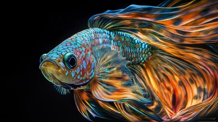 Fototapeta premium Vibrant Siamese Fighting Fish Colorful Betta Splendor