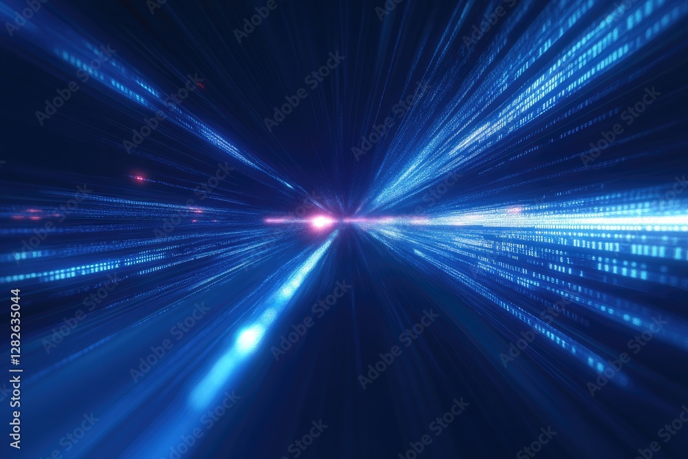Poster digital data stream flowing through cyberspace