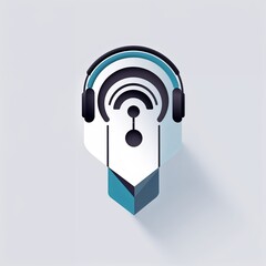 assistive listening system icon on plain white background