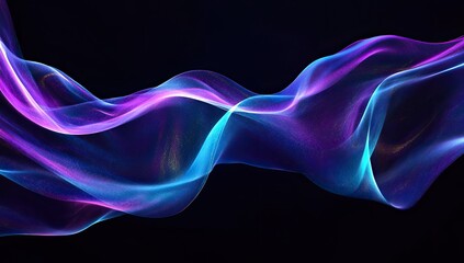 Abstract glowing wave, dark background, digital art, website banner