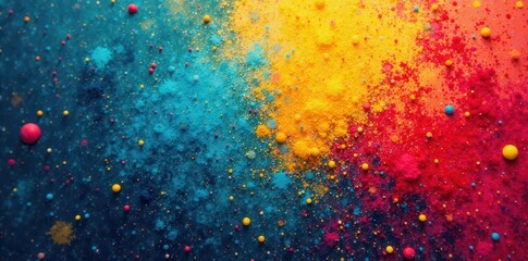 Abstract grunge texture, vibrant paint splatters, colorful chaos, modern, illustration