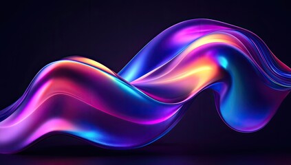 Abstract iridescent liquid flowing, dark background, digital art, website banner
