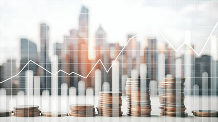 Double Exposure of Business Charts and Urban Financial Landscape: Merging Data Visualization Concepts