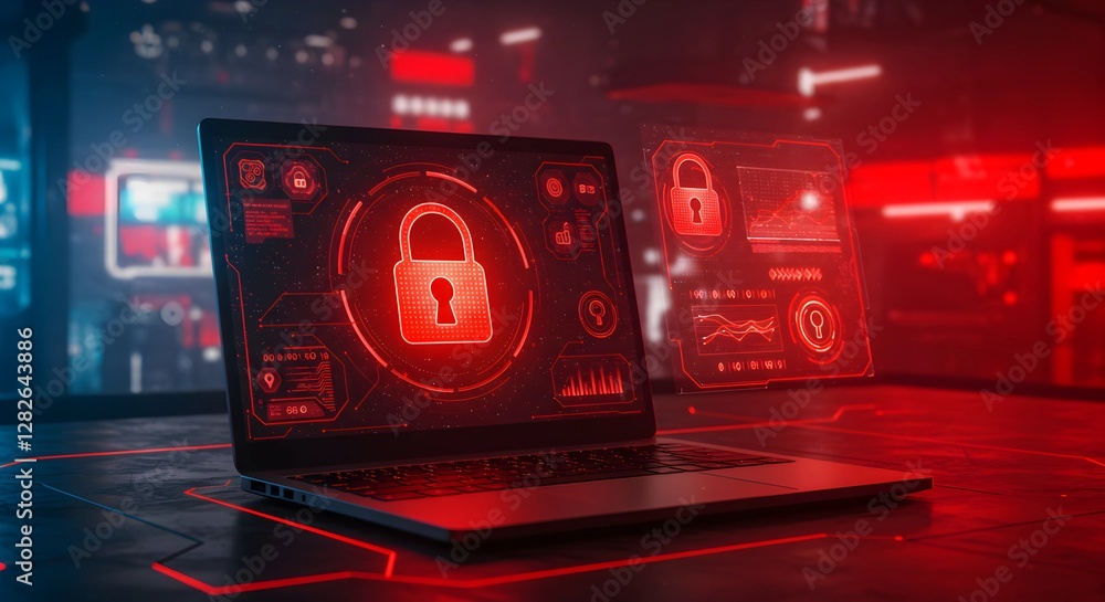 Poster cyber security concept good protection from hacker attack, data protection or firewall