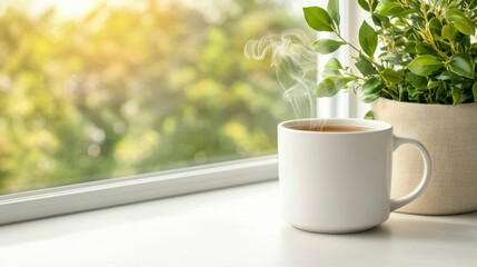 Morning Tea by Window  Relaxing Home Scene