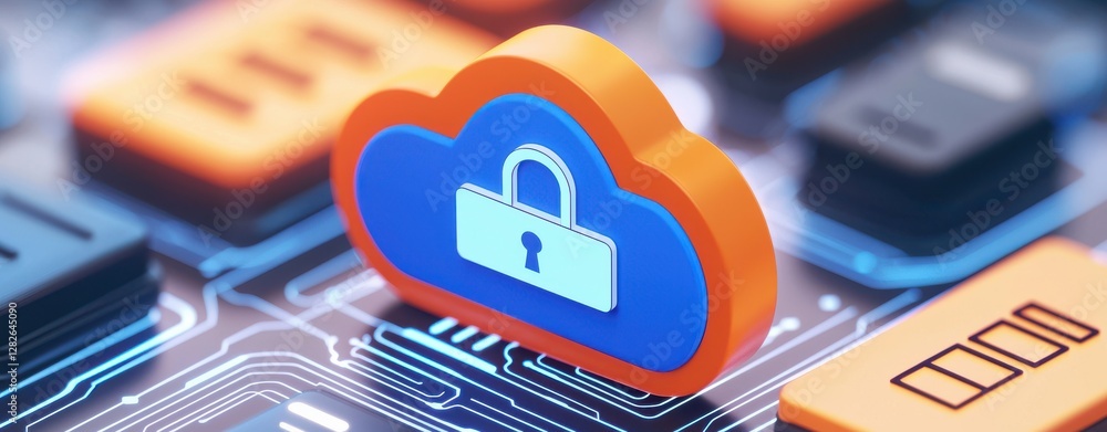 Poster financial inclusion payments growth concept. cloud computing symbol with a padlock, representing dat