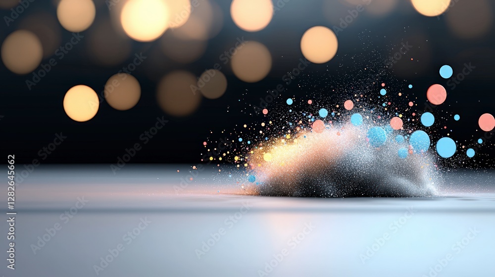 Poster abstract light burst colorful particles bokeh background