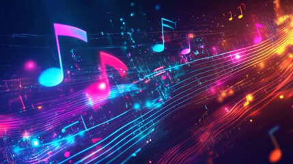 Naklejka premium neon retro music streaming background