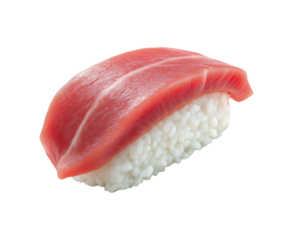 Exquisite Piece of Tuna Nigiri Sushi Showcasing Freshness and Culinary Artistry, Isolated on Transparent and White Background