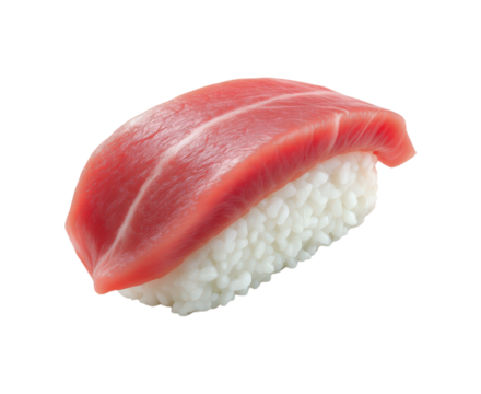 Exquisite Piece of Tuna Nigiri Sushi Showcasing Freshness and Culinary Artistry, Isolated on Transparent and White Background