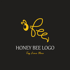Honey bee logo with handwritten concept and initial letter B
