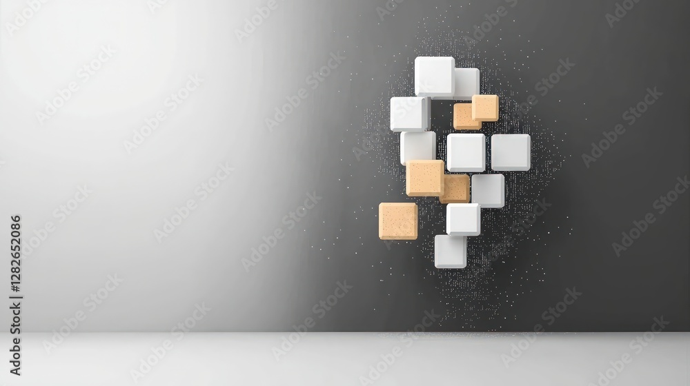 Poster abstract 3d cubes data tech ai innovation design