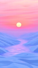 Fototapeta premium Pastel Sunset Over Snowy Mountain Valley