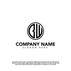 Black and White Modern B and W Monogram Logo