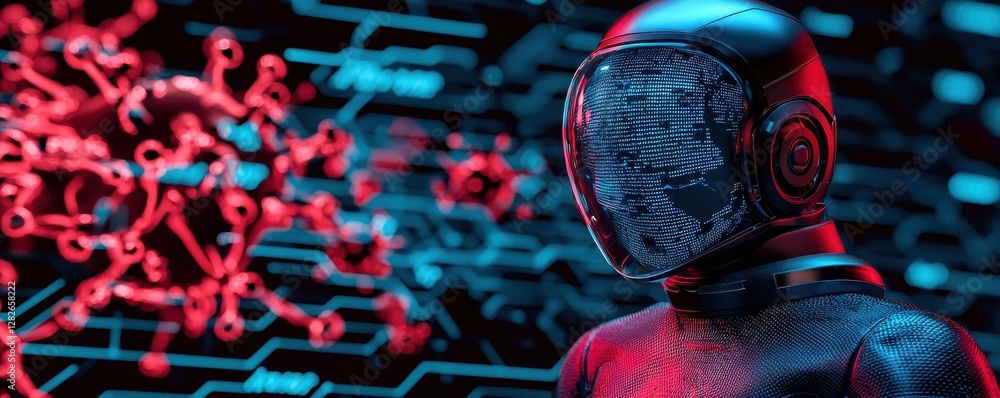 Poster futuristic ai model analyzing digital data cyber city digital art tech environment close-up view inn