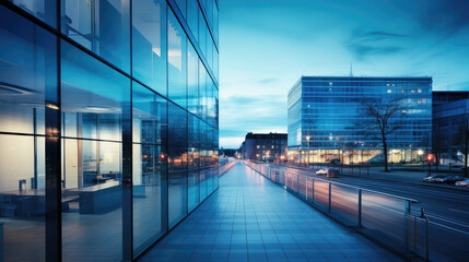 Obraz premium Modern Corporate Buildings at Twilight Cityscape