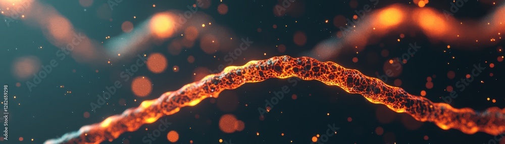 Poster dynamic flow of glowing particles abstract science environment close-up visuals for digital art insp