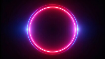 Fototapeta premium Neon Circle with Glowing Light Effects on Dark Background