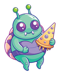 Generate a digital painting of a cute, chubby,  floating alien with antennae, possessing a friendly expression, in a minimalist, muted color palette.