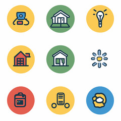 Smart home automation icons set vector illustration of modern houses