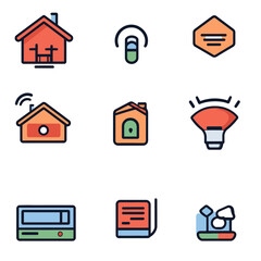 Smart Home Automation Devices and Sensors Technology Icon Set Design