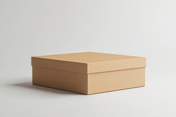 A closed brown cardboard box shown from a side angle