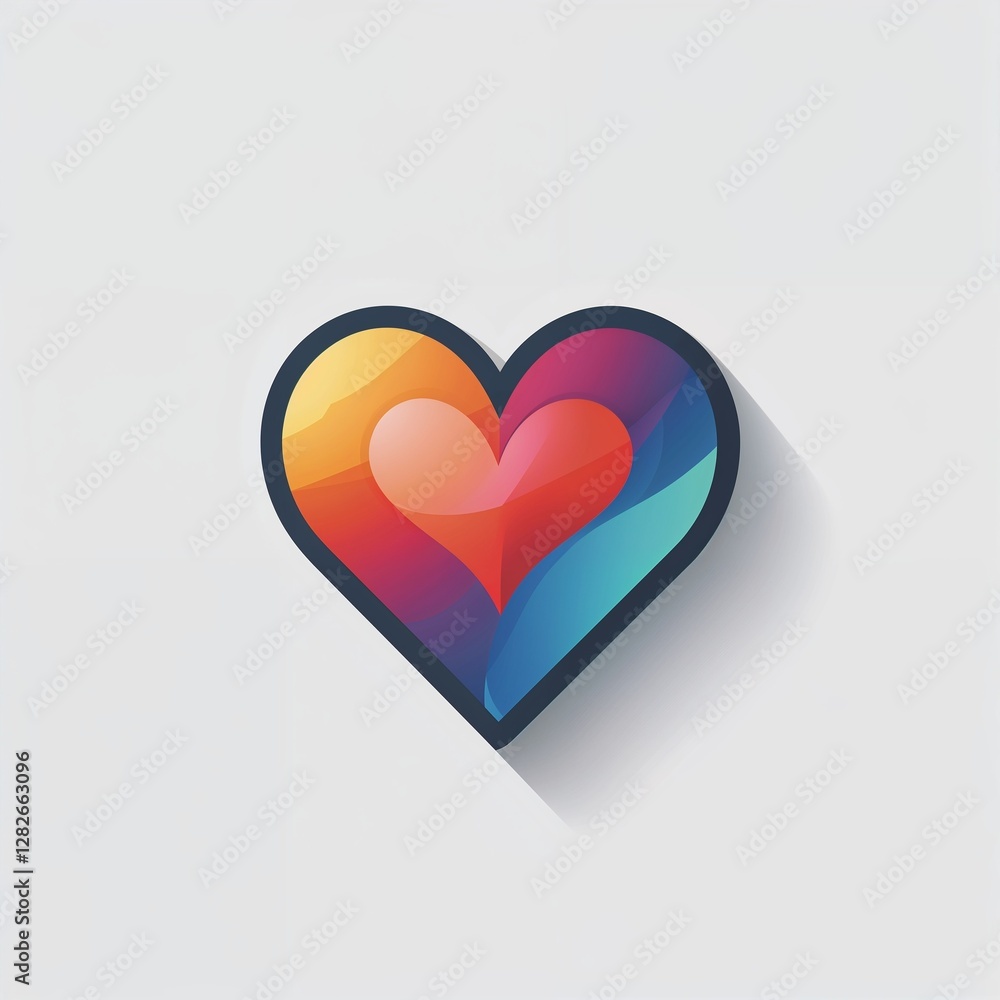 Poster heart favorite icon on plain white background