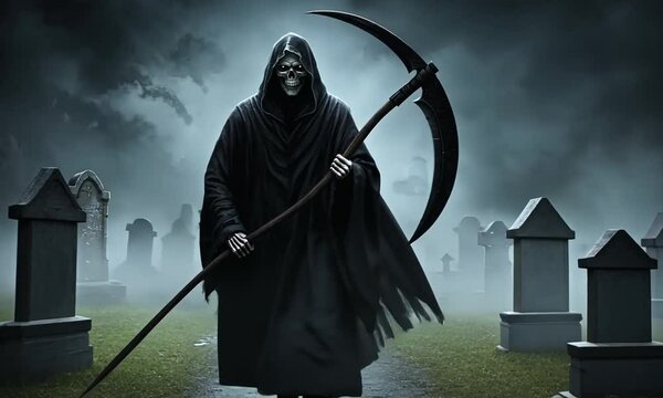 The Grim Reaper Dark and Mysterious Portrait of Death	4k video