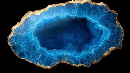 Obraz premium Luxury Blue Agate Geode Texture Gold Accent Background