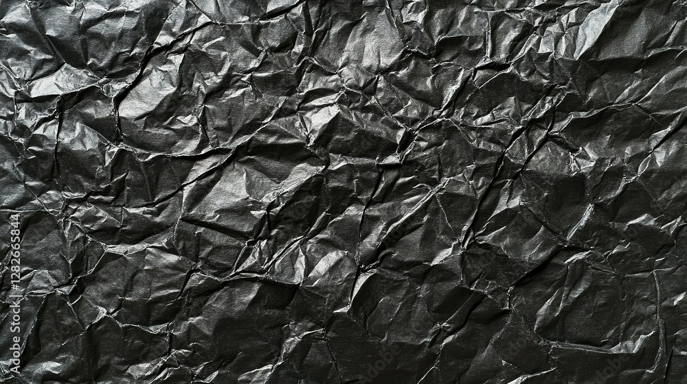 Poster the crumpled texture of black paper creating intriguing patterns and shadows