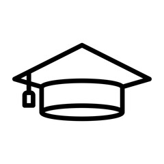 Graduation Cap Vector Line Icon Design