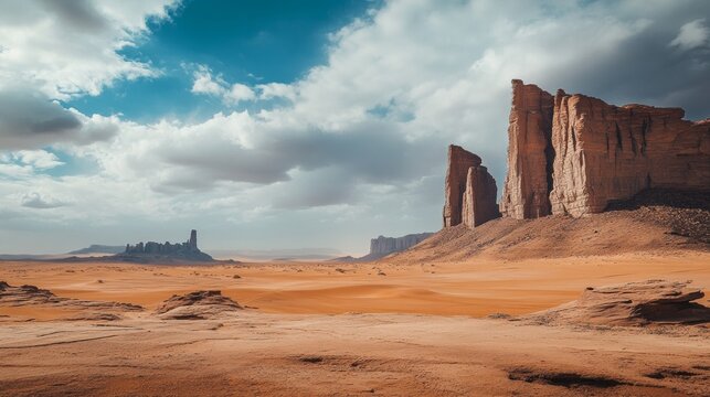 Outdoor photo of desert with saudi arabia skyline dramatic to use as a game background