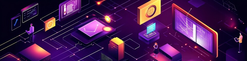 Naklejka premium Digital Network Data Visualization System Processing Information