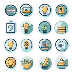 Business and Finance Icon Set, Innovation, Ideas, Planning and Growth