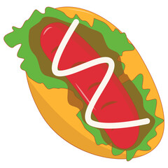 Illustration of Fast Food on White Background. Isolated Vector Cartoon Design