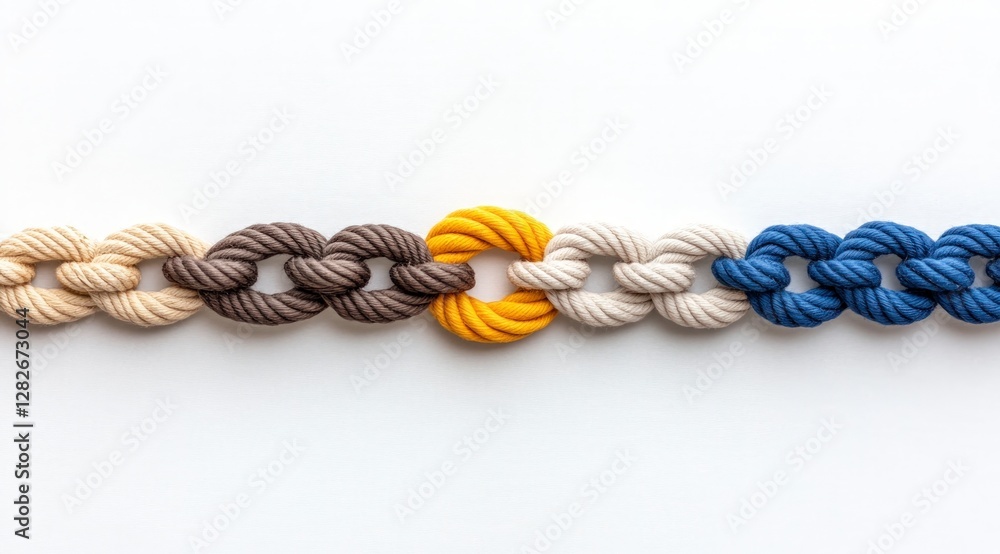 Poster colorful rope chain unity teamwork connection web banner