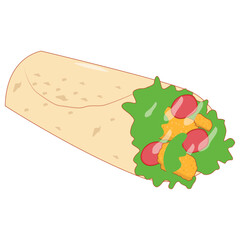 Illustration of Fast Food on White Background. Isolated Vector Cartoon Design